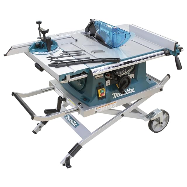 Sierra de mesa Makita MLT100NX1 con soporte, fotografía de producto